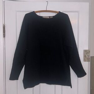 Black Wool Crewneck Sweater Medium